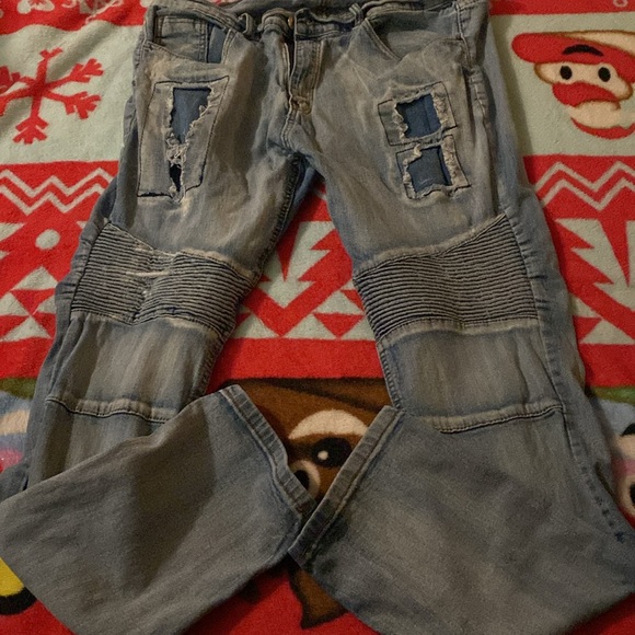 ⚡️*Black Premium* Distressed Skinny Flex Men’s Jeans Size 36 X 32 - Picture 3 of 3